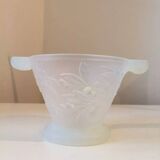 Opalescent glass footed bowl with mistletoe decor Etling France Art Deco 19