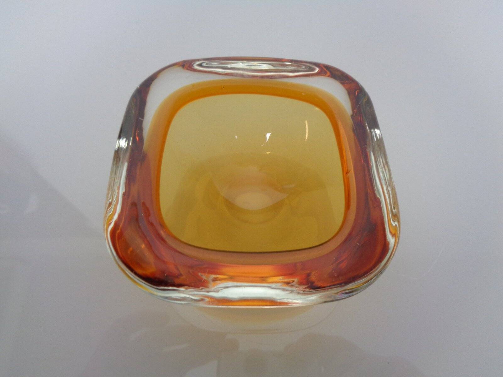 Amber Murano Glass Bowl, Italy, 1960s