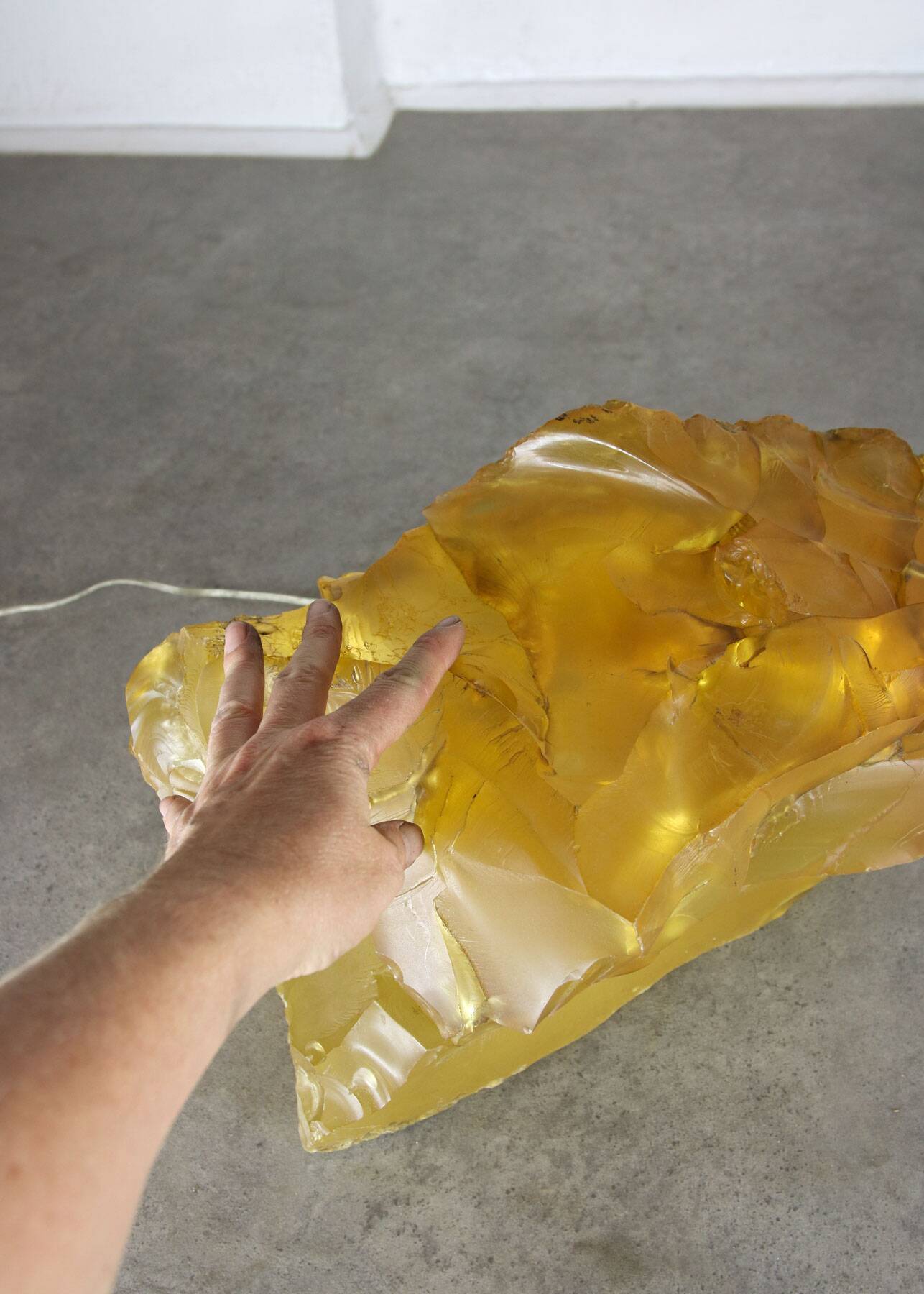 Vintage Italian Yellow Sculpture Lamp, 70s