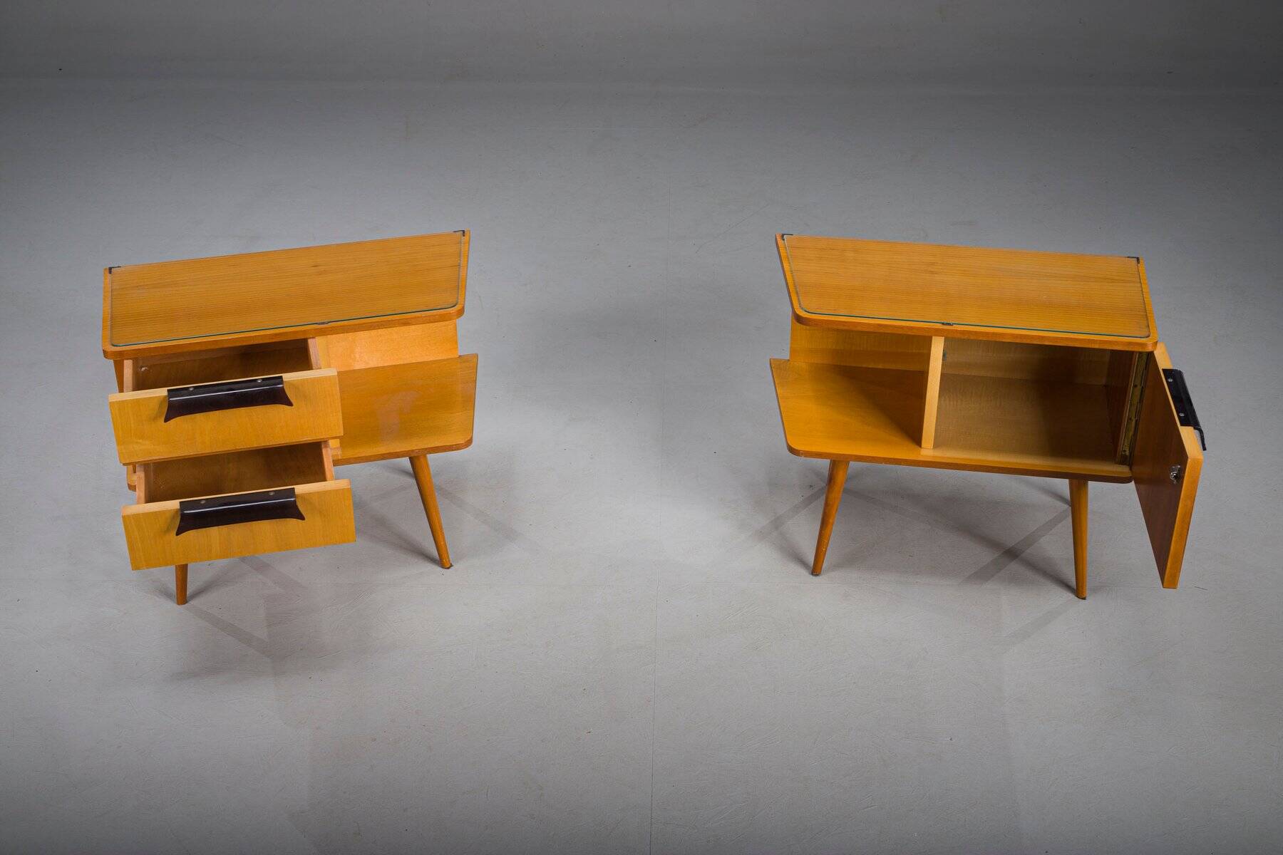 Vintage German cherry nightstands, 1960s, set of 2