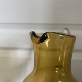 Vintage Bohemian Crystal Pitcher Jug Vcelnicka Orange Smoke