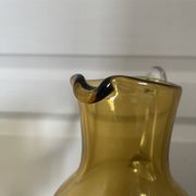 Vintage Bohemian Crystal Pitcher Jug Vcelnicka Orange Smoke