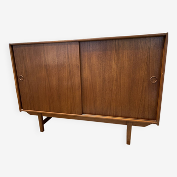 Danish teak highboard with 2 sliding doors