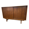 Danish teak highboard with 2 sliding doors