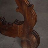 Brutalist table in antique Spanish solid oak and wrought iron, 19th century.