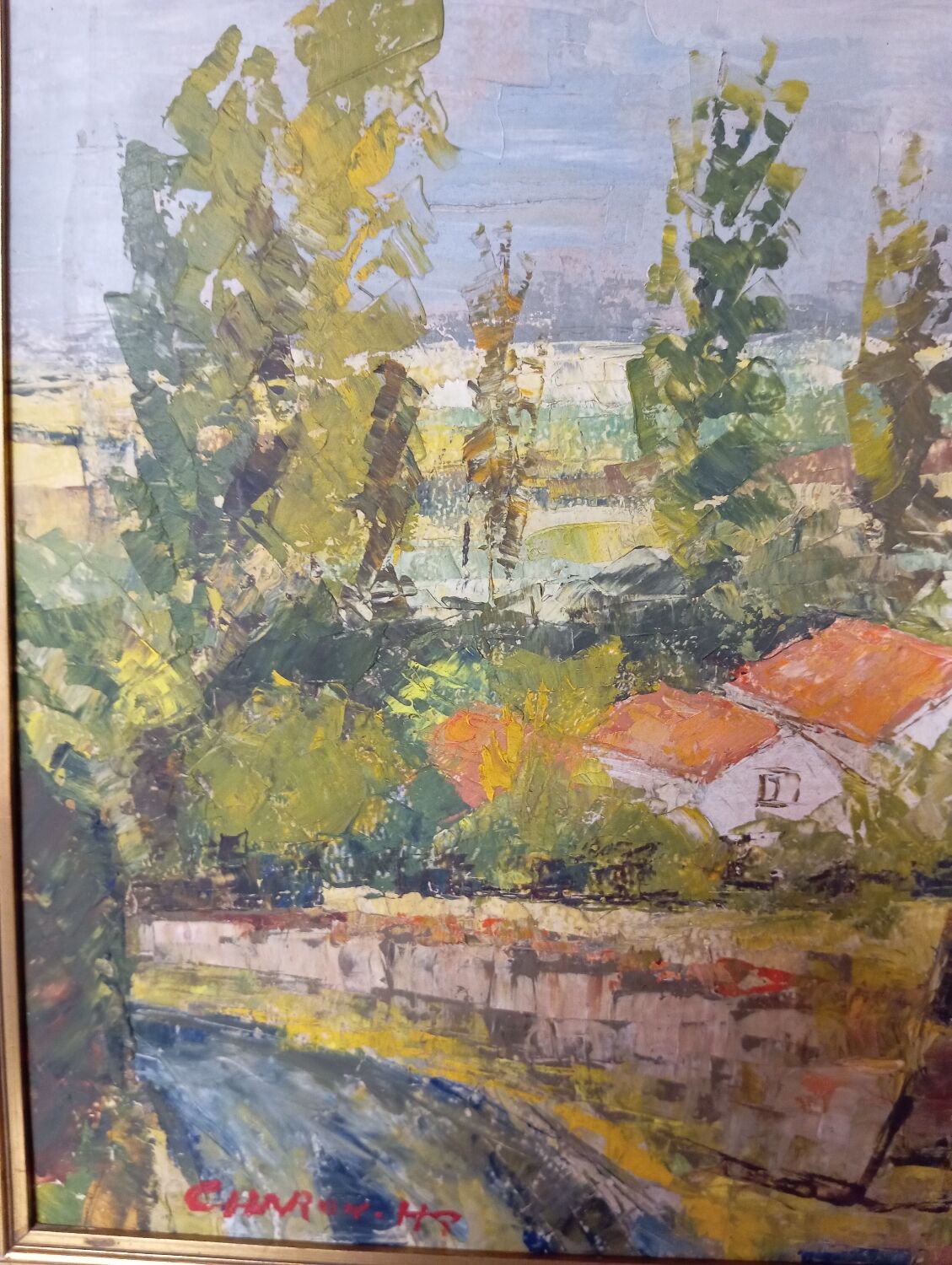 Landscape with knives, signed Charon