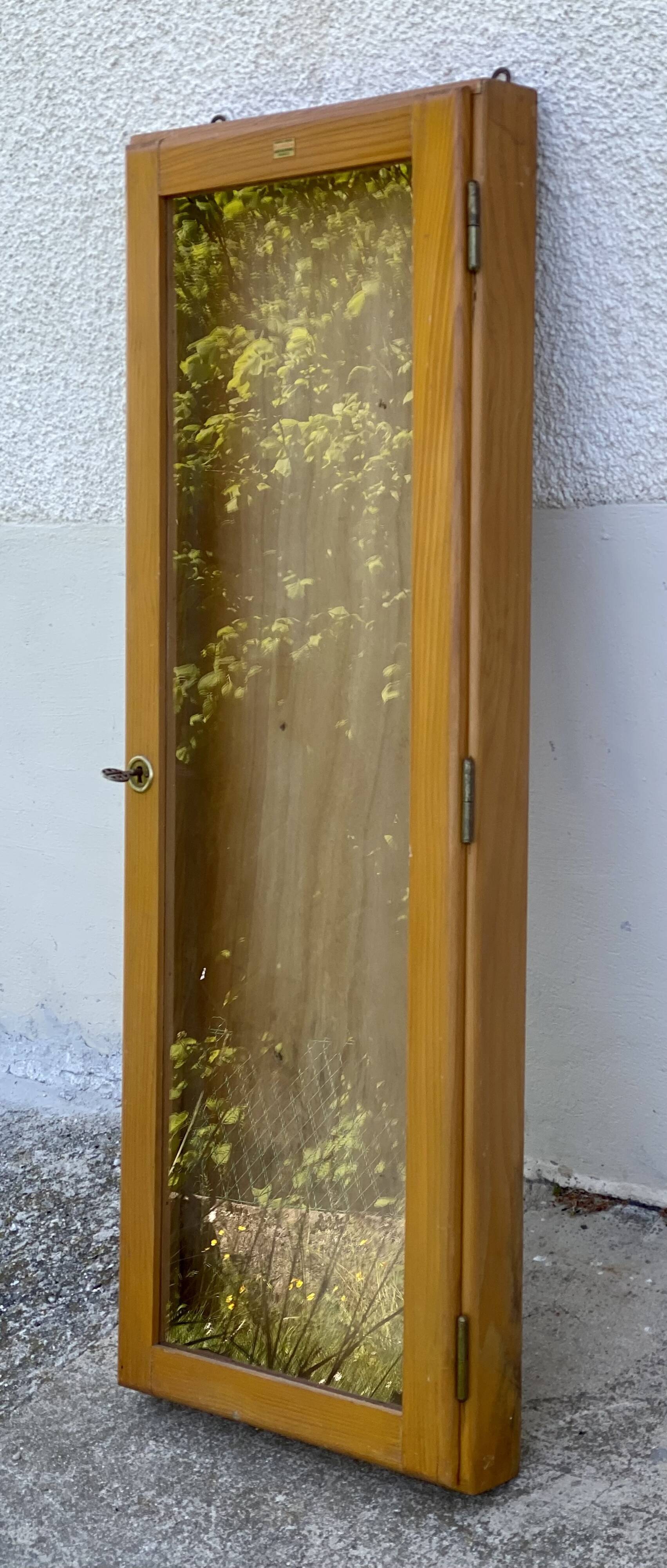 Vintage wall display cabinet 1960s light wood
