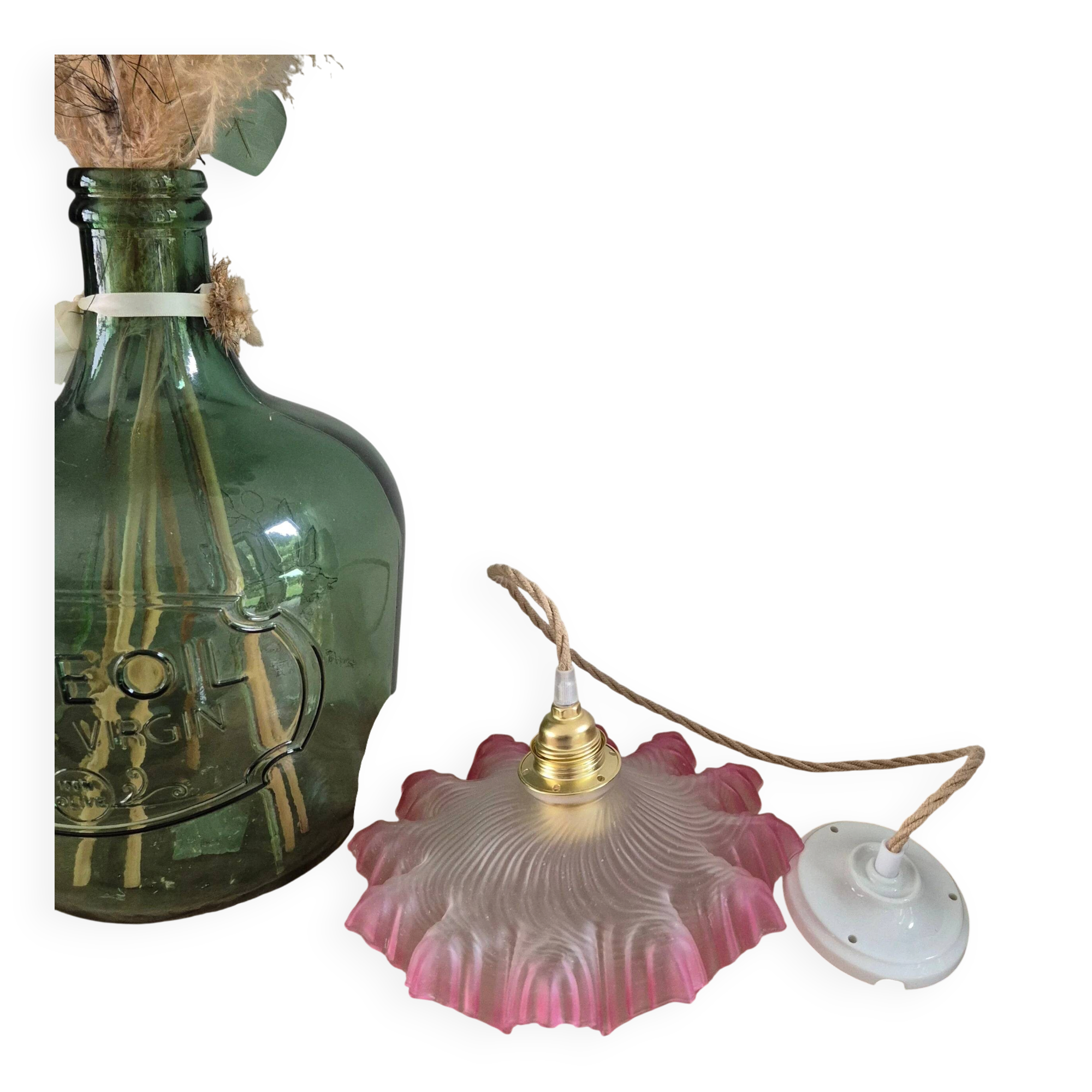 Suspension antique en verre