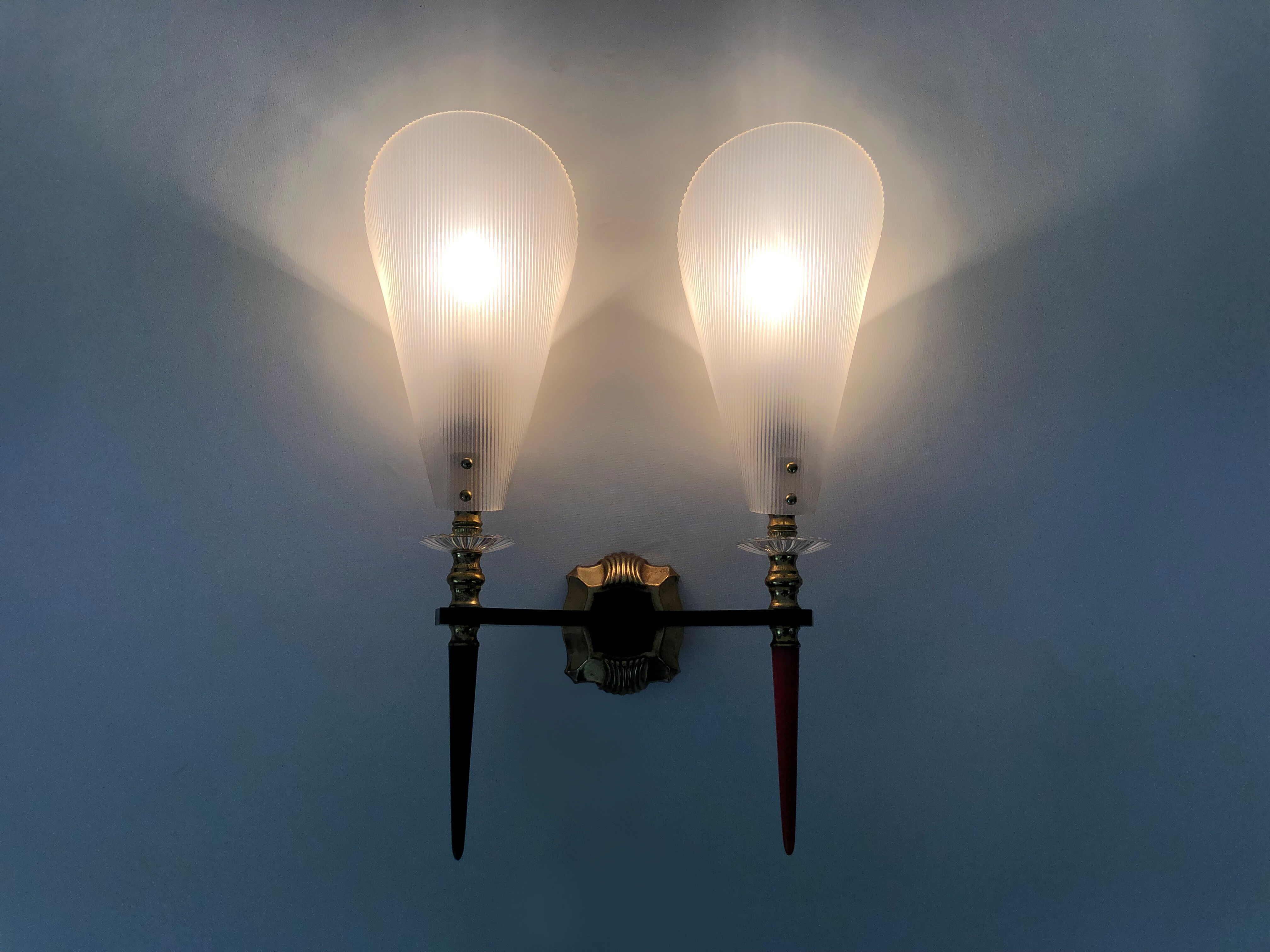 Pair of vintage Rockabilly double wall lamps
