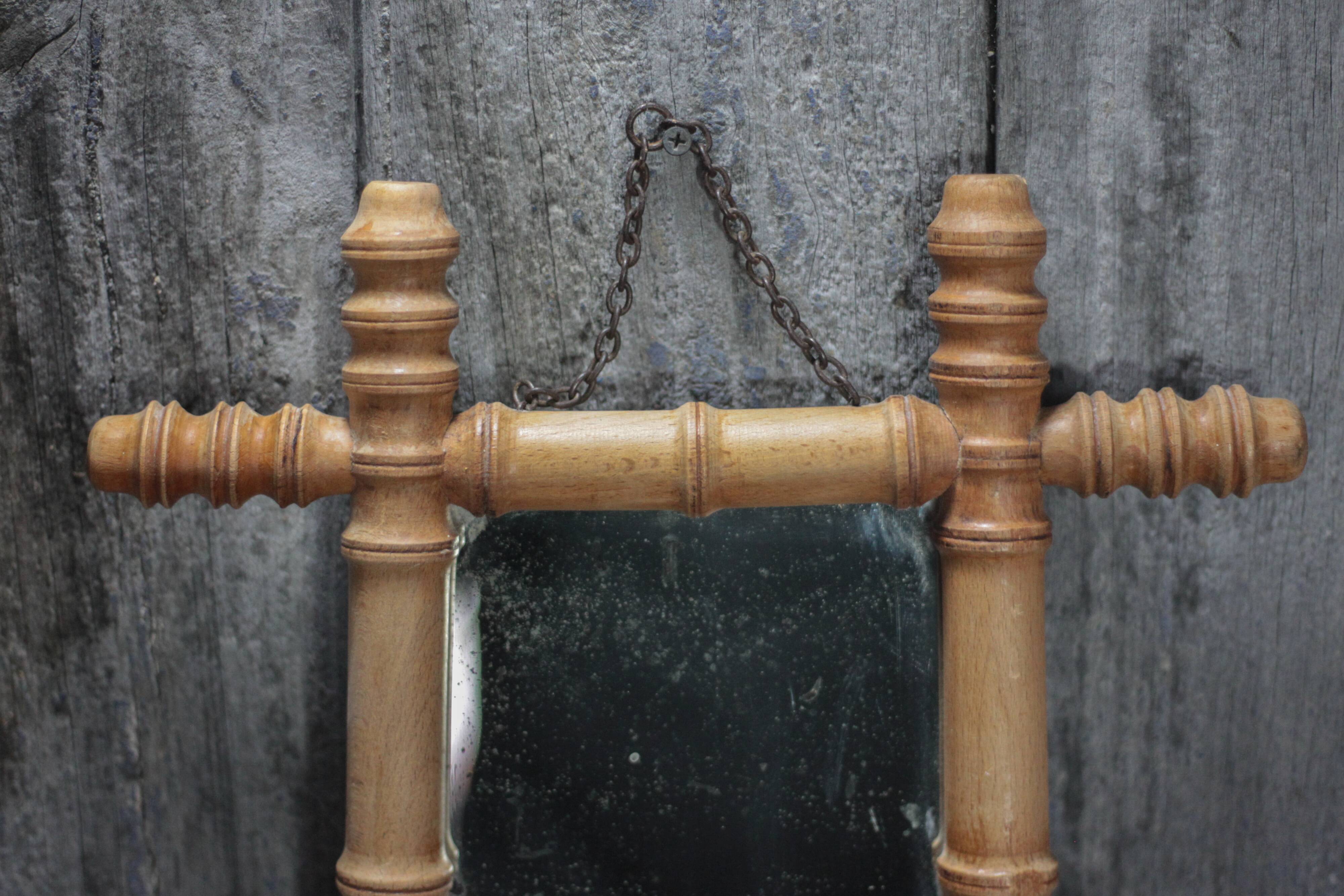 Wooden bamboo imitation mirror, antique mirror, hanging mirror
