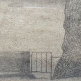 Drawing painting seen from Biarritz 1875