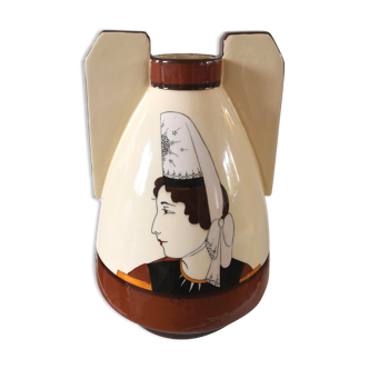 Vase oreilles hb quimper double face design années 50