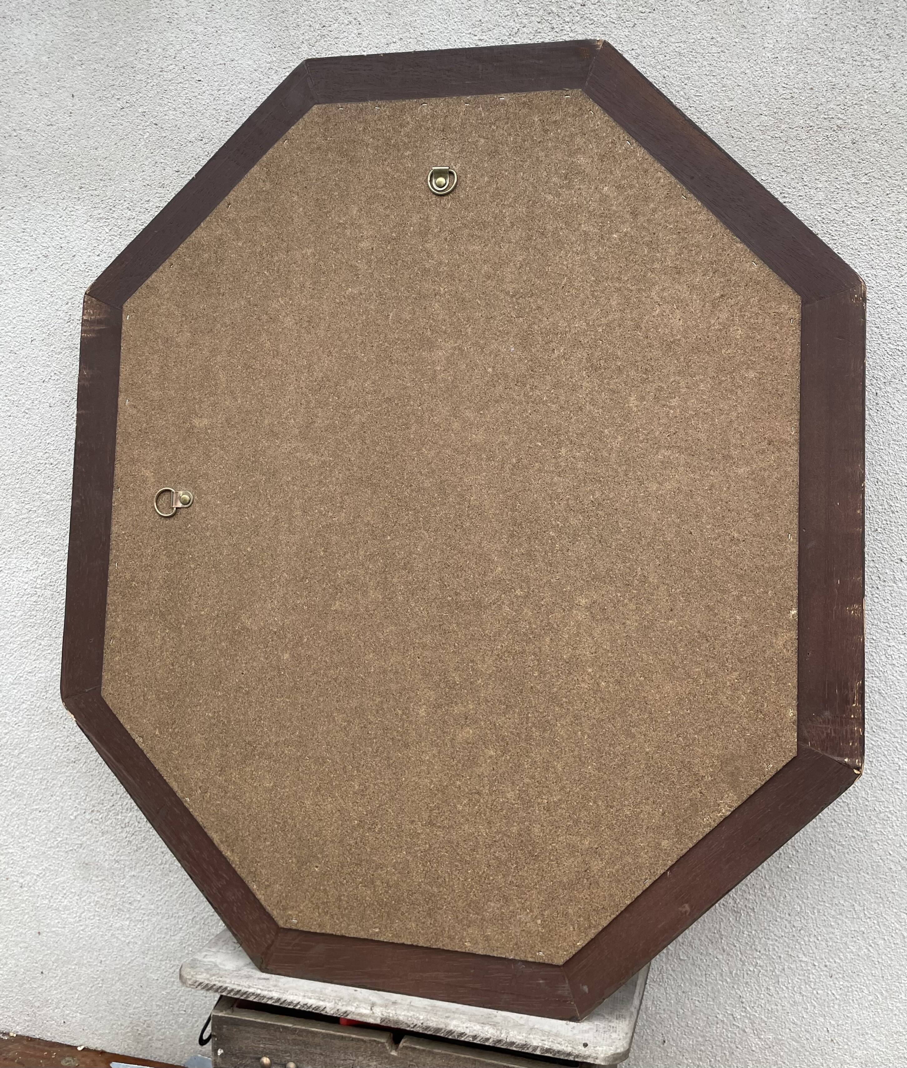 Rustic beveled mirror in molded natural wood 64 x 56 cm