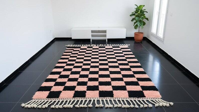 Authentic handwoven natural wool rug size 2/3 m