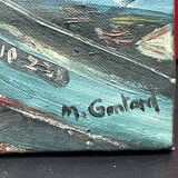 old marine, oil on canvas, M. Gontard! back from fishing 40 x 30 cm