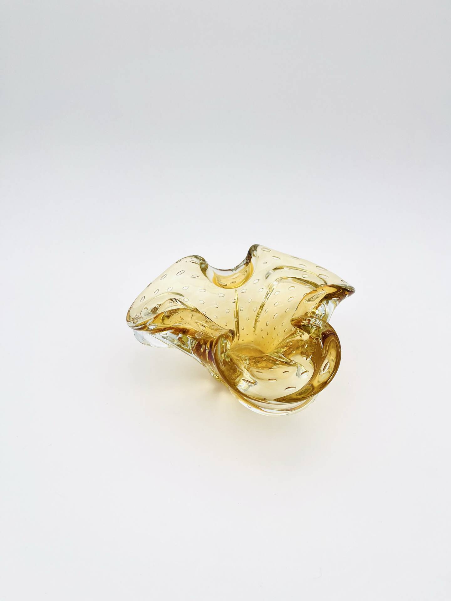 Murano bowl Archimede Seguso Bullicante Sommerso Yellow Gold