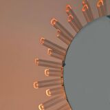 Mid-Century Modern Sunburst Mirror Wall Lamp in Lucite with Pink Glow, 1970