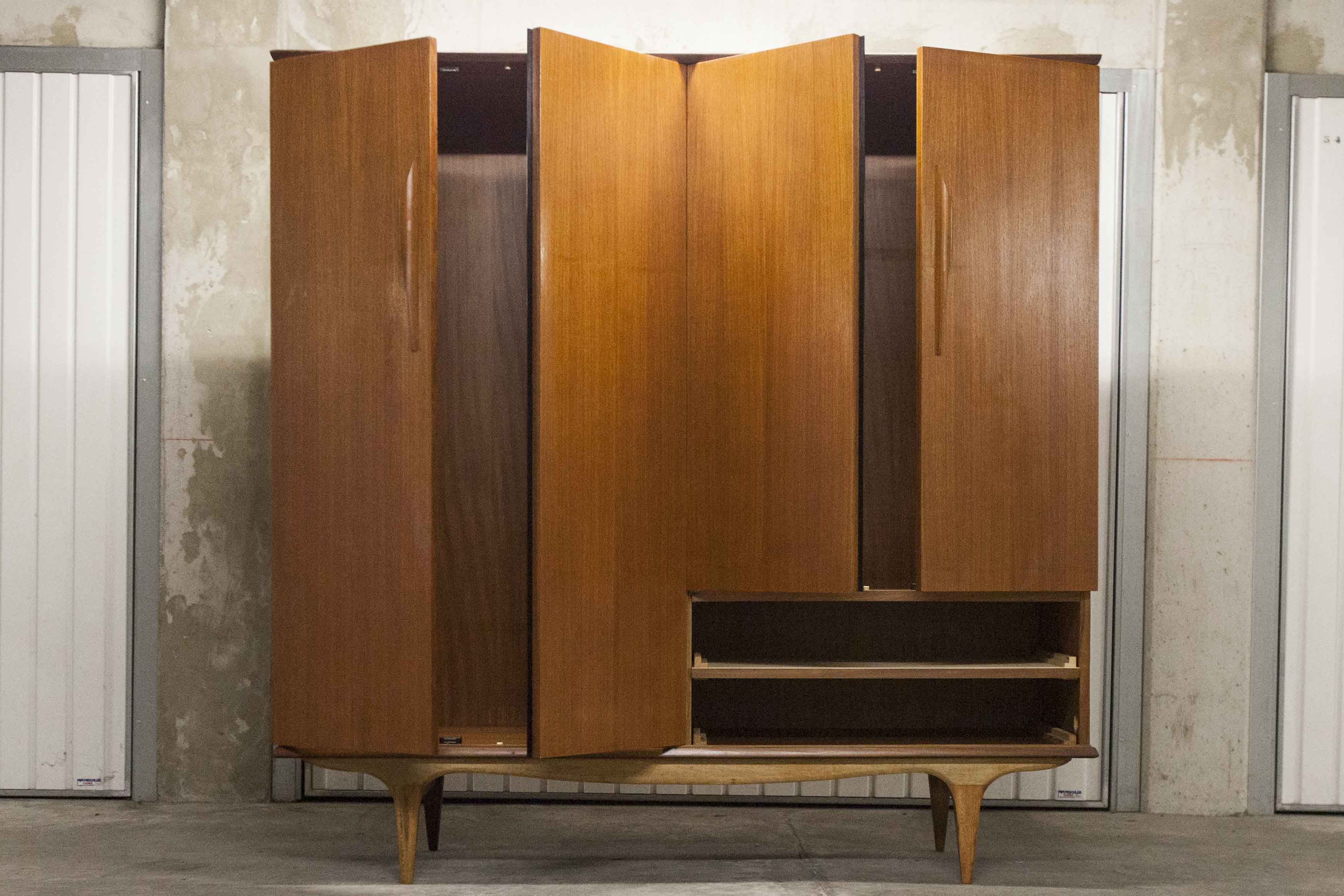 Scandinavian teak cabinet 1960 with mounting plan