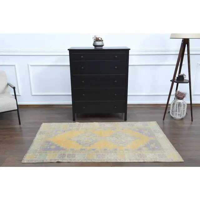 Vintage Turkish Oushak Handmade Wool Cotton Orange Area Rug 104x180