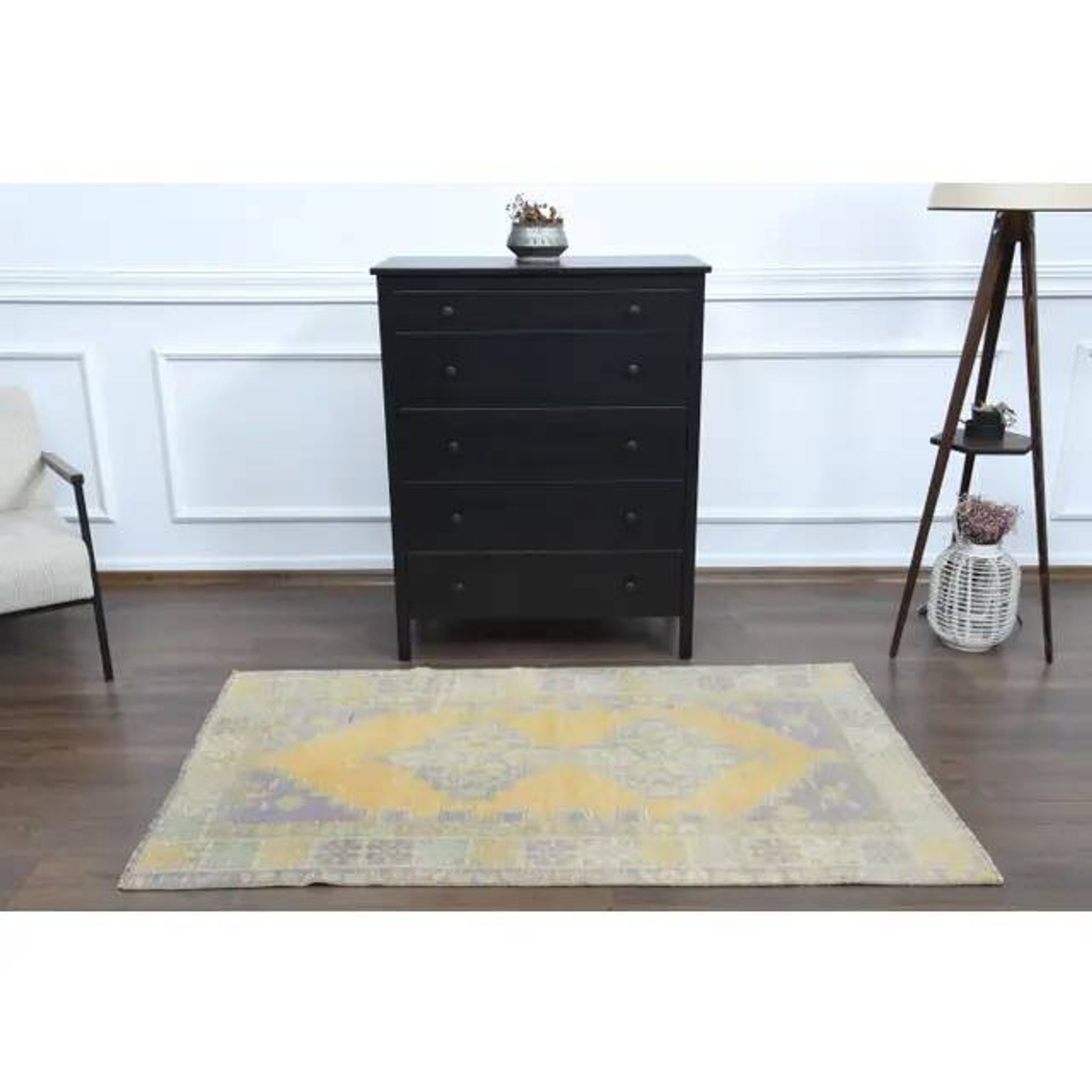 Vintage Turkish Oushak Handmade Wool Cotton Orange Area Rug 104x180