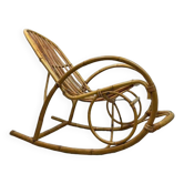 Rocking chair vintage en osier 'rohé'