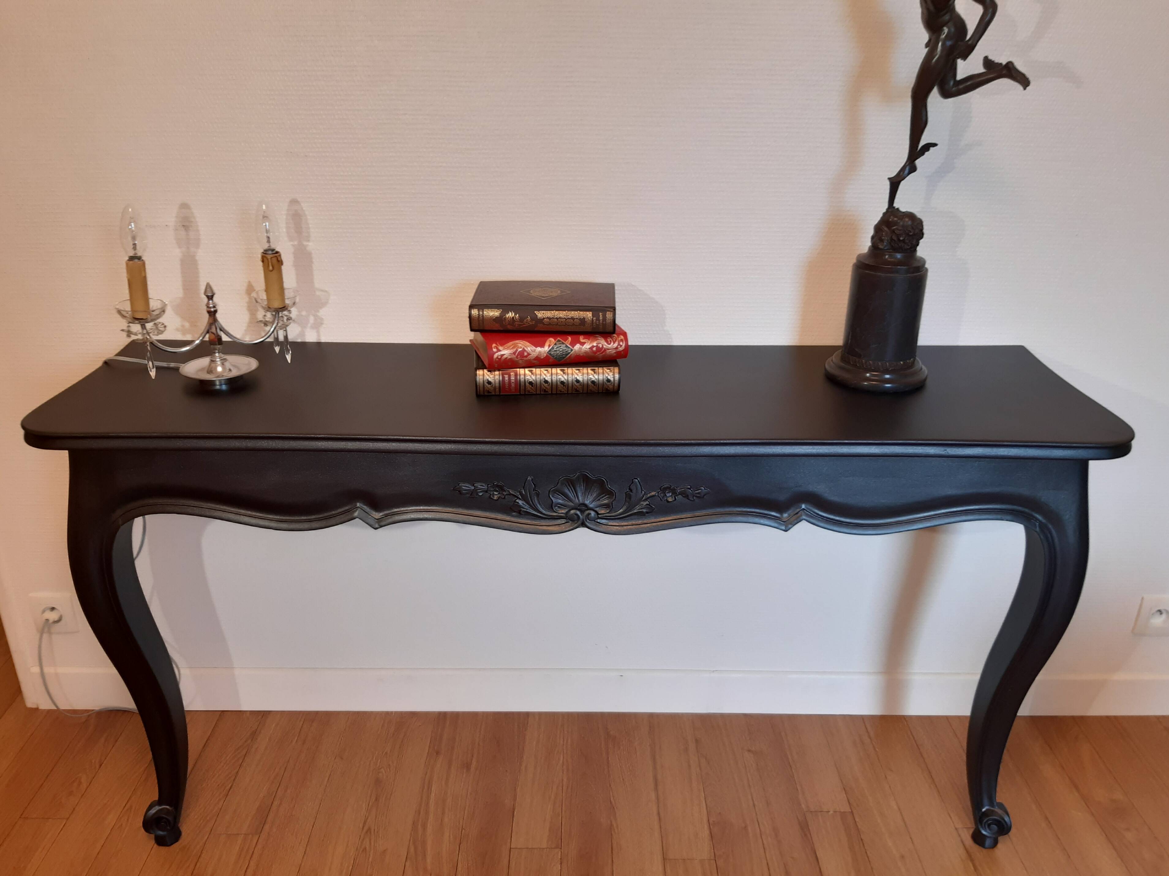 Louis XV-style black wall console