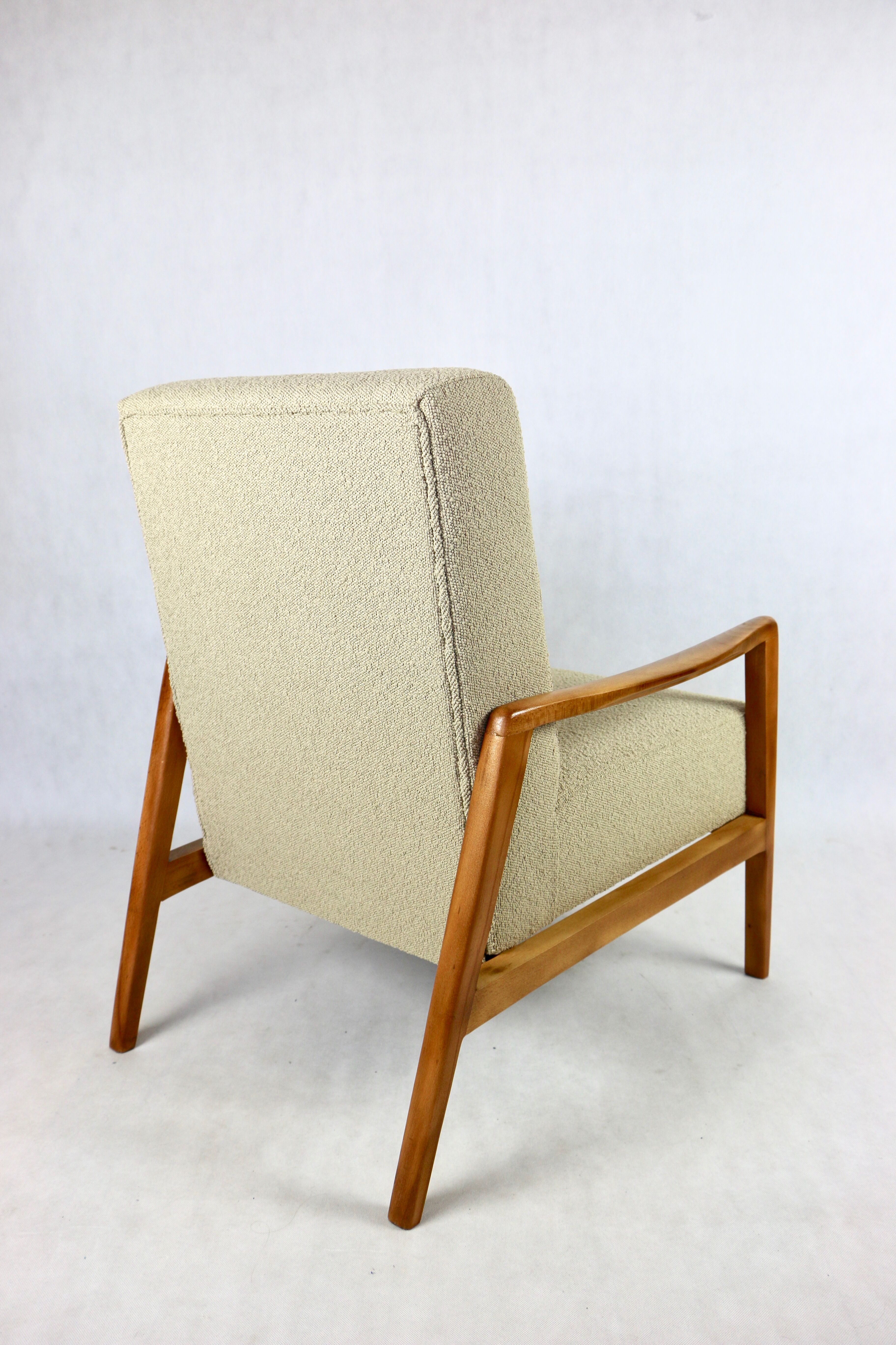 Set of vintage beige boucle sofa and armchair, 1970s