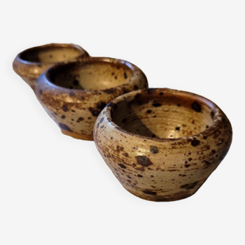 3 small vintage stoneware pots