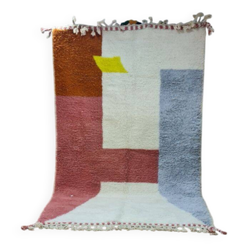 Modern Bohemian Rug 250x150 cm - Colorful Geometric Patterns Pink and Yellow