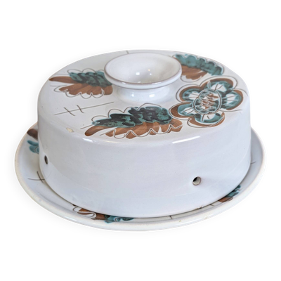 Service à fromage vintage en faïence décor floral années 70