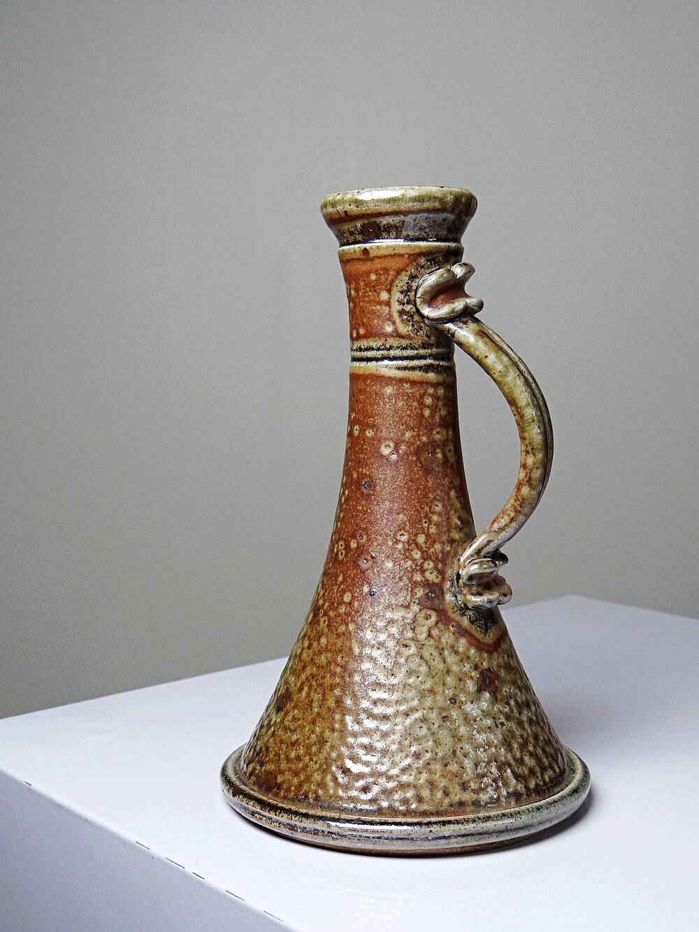 Vintage candlestick or soliflore in glazed stoneware signed Le Don.