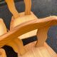 4 rounded Scandinavian dining chairs in solid pine from the 1980s.