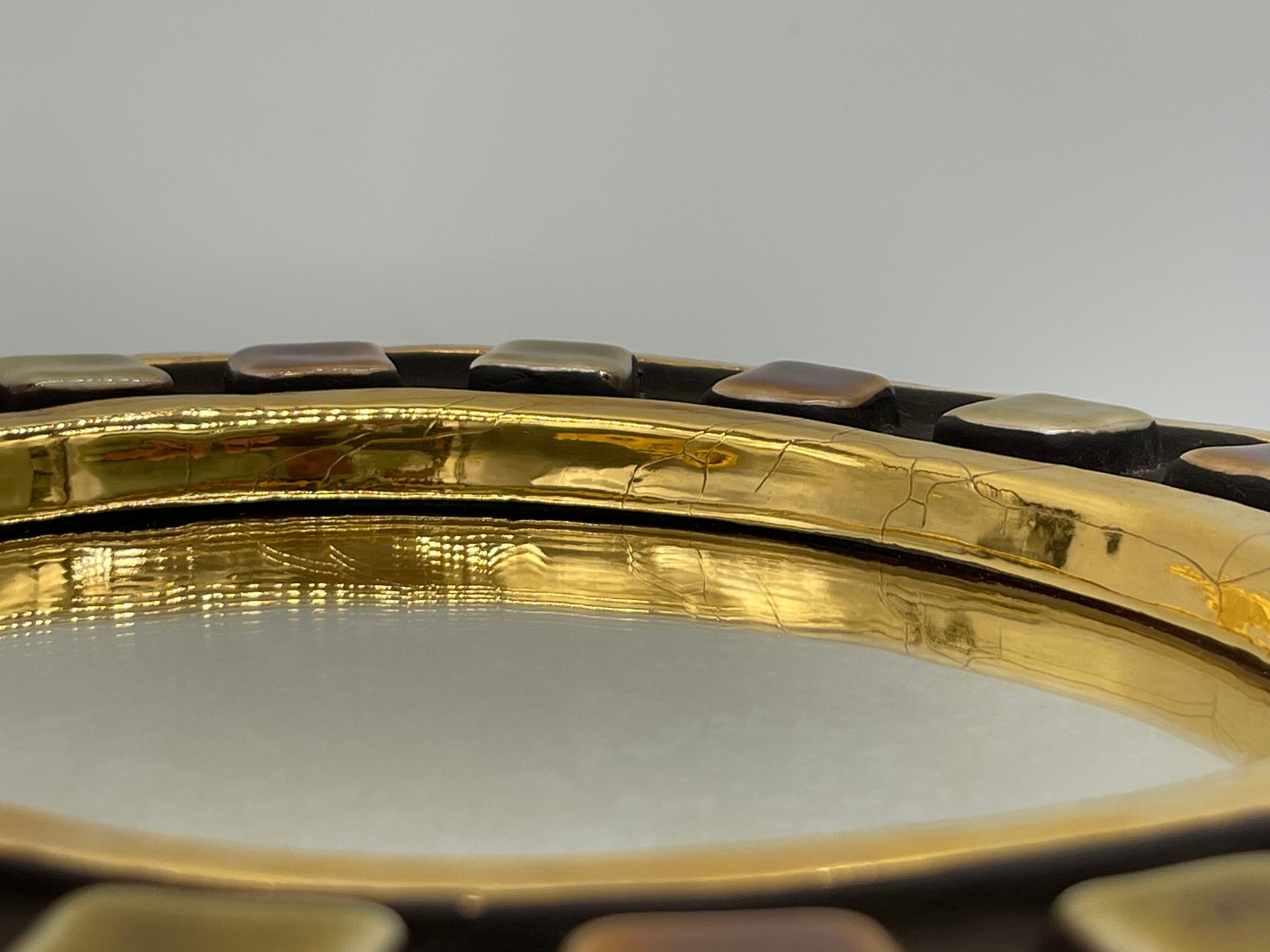 Golden ceramic mirror by Mithé Espelt 1960 24cm