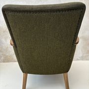 Pair of vintage wooden and fabric armchairs from the 1960s.