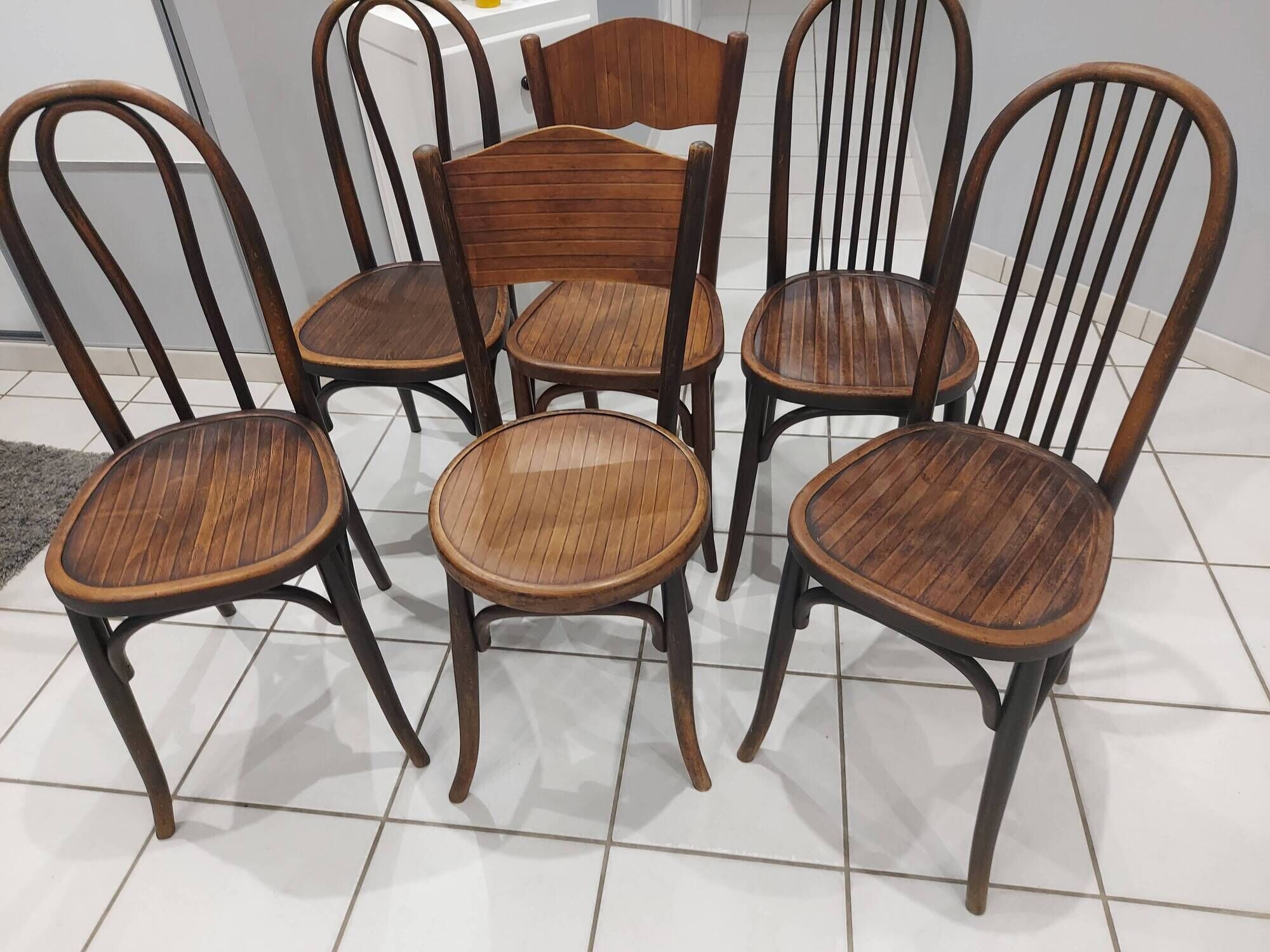 Suite de 6 chaises de Bistrot Baumann et Fischel années 1920