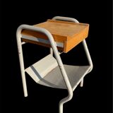 Vintage bedside table in wood and metal