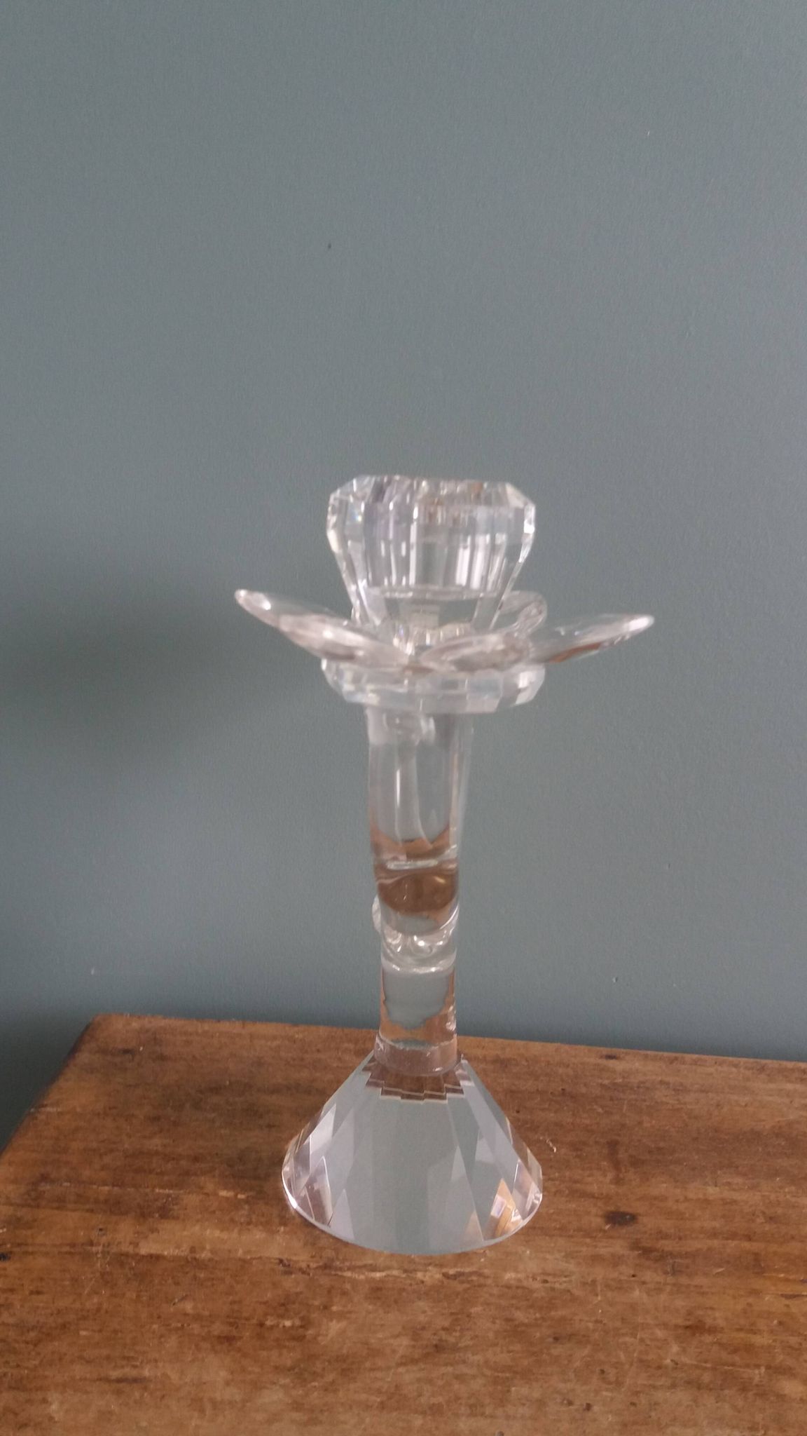 Chandelier bougeoir fleur en cristal taillé artisanal
