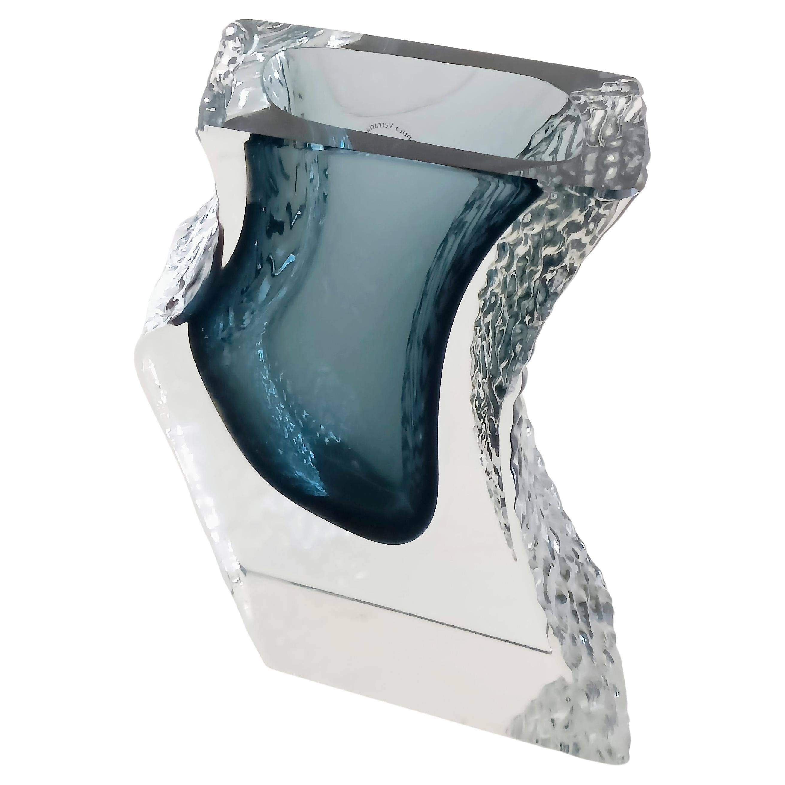 Midcentury Murano Glass Textured Sides Vase by Mandruzzato, Italy, 1970s