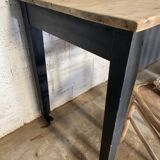 farmhouse table with black base