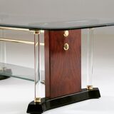 Table basse laiton et verre, 1970s