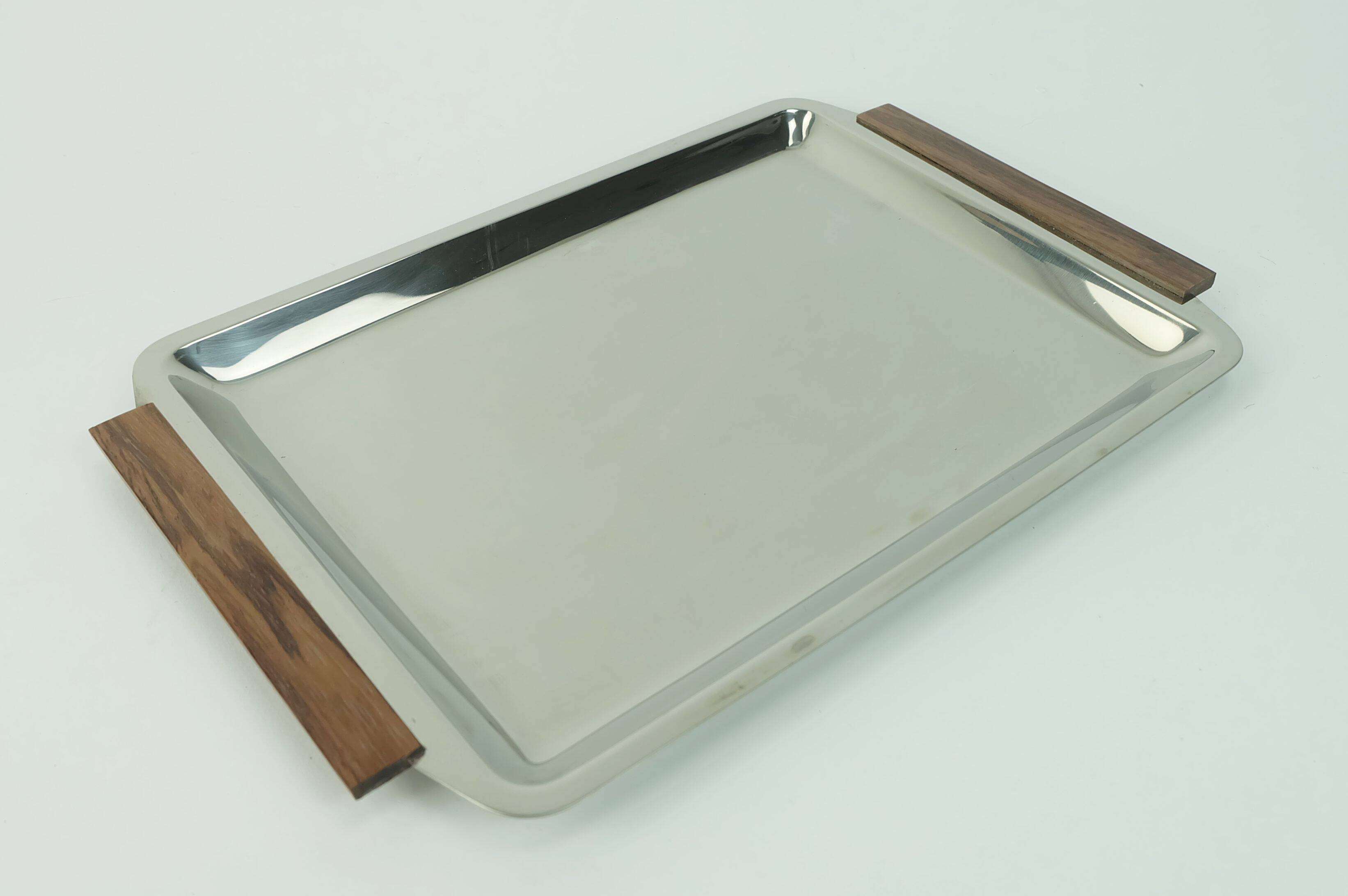 BOWL SET dip bowls party serving set stainless steel and wood 1960s