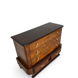 Commode italienne Art déco en ronce de noyer, années 1920
