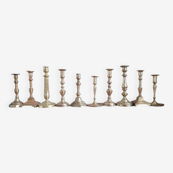 Set of 10 gold-tinted brass candle holders 02 pro