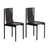 Lot de 2 chaises vintage en métal et simili cuir noir