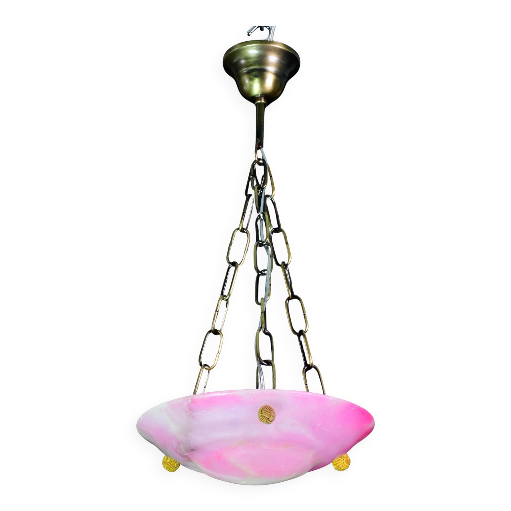 Charming pink Art Deco alabaster pendant, 1940s