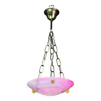 Charming pink Art Deco alabaster pendant, 1940s