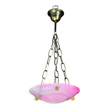 Charming pink Art Deco alabaster pendant, 1940s