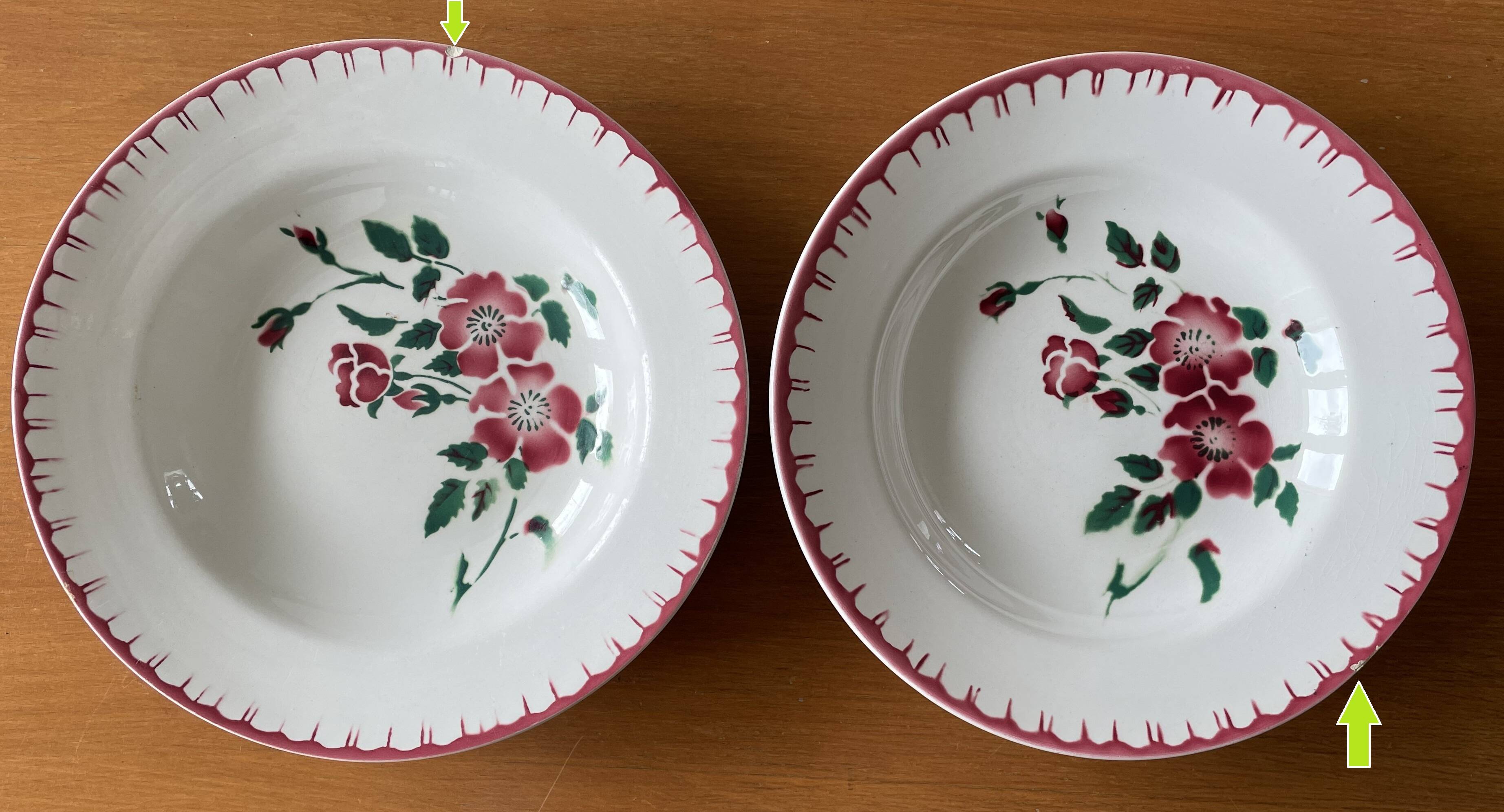 8 antique deep plates in Sarreguemines earthenware.