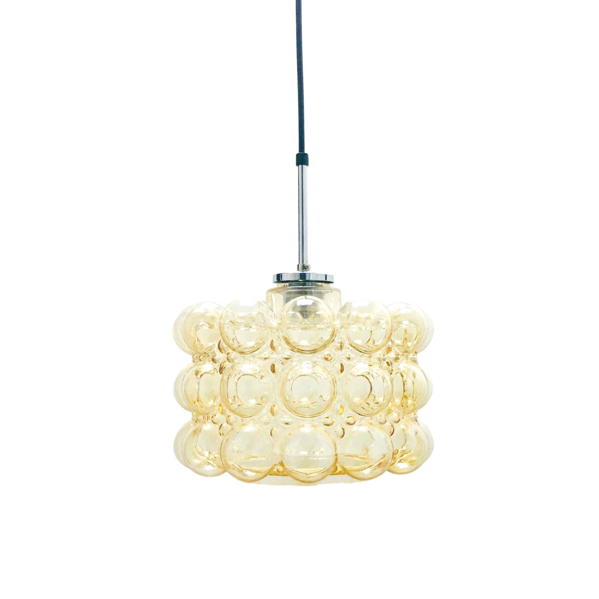 Mid-Century Amber Bubble Glass Ceiling Light/Pendant by Helena Tynell for Limburg, Germany, 1960s