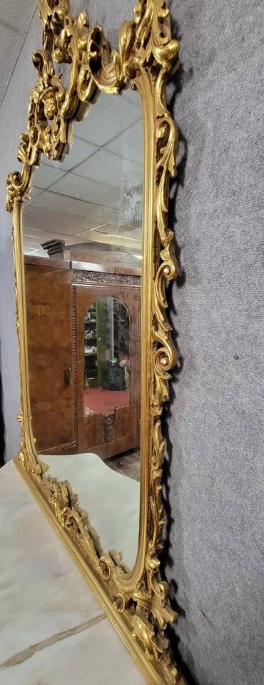 Large Venetian console + Louis XV baroque style mirror in gilded wood